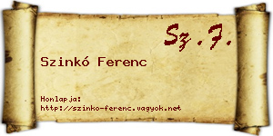 Szinkó Ferenc névjegykártya
